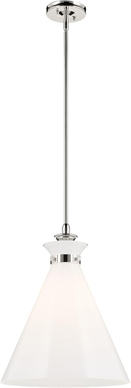 Laria Colgante 1 Luz Cristal Opalo Niquel 19x16pulg