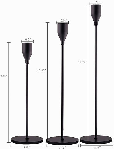 3 Candelabros Negro Mate para Velas Cónicas 1.9cm