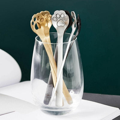 Cucharas de café huecas acero inox plateado pata de gato