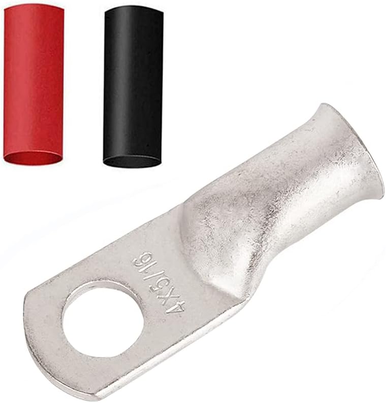 12 Terminales Anillo 4 AWG 5/16pulg Tubos Termorretráctiles