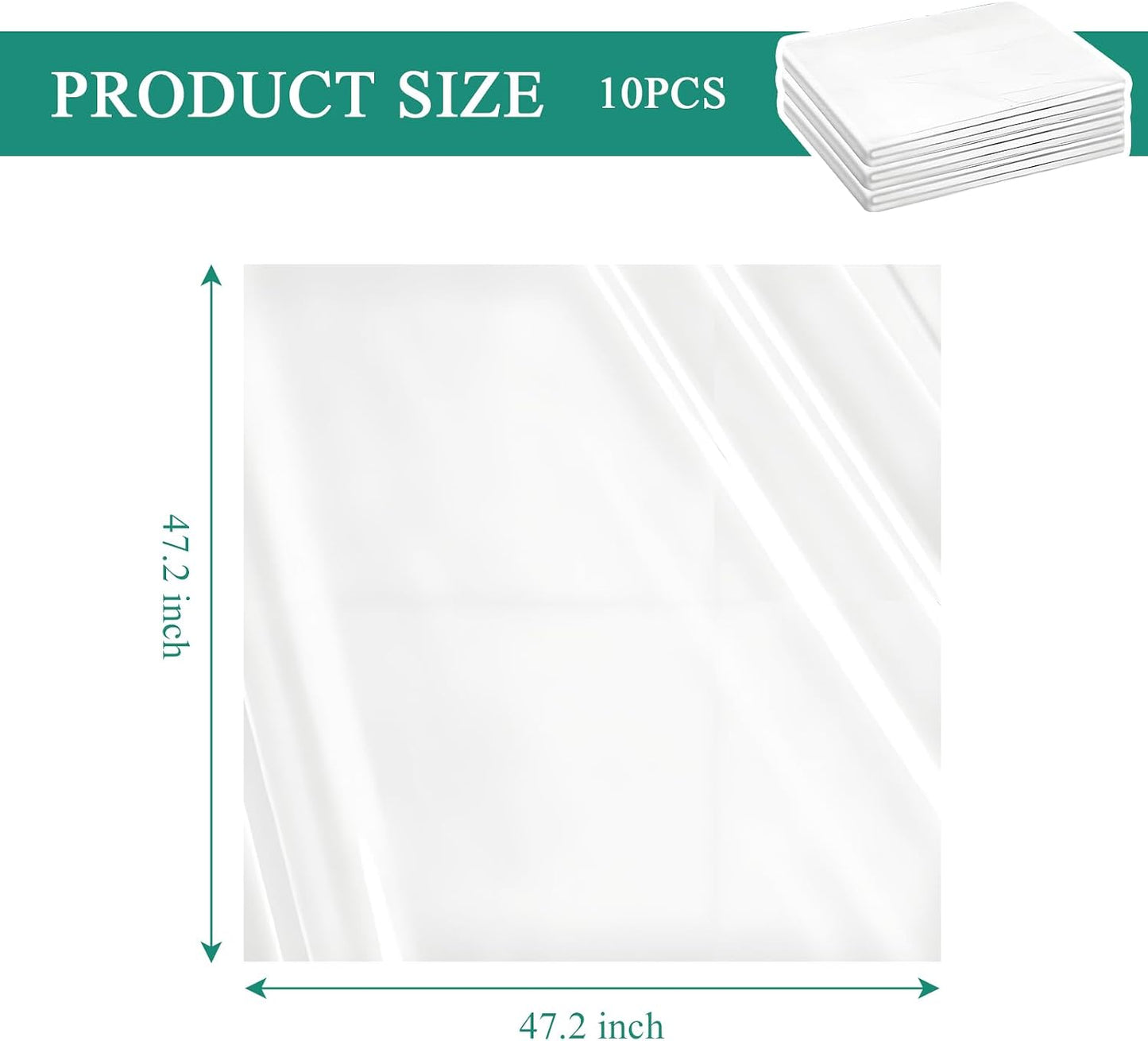 10 Pzas Fundas Motor 47x47pulg Plástico Transparente Universal