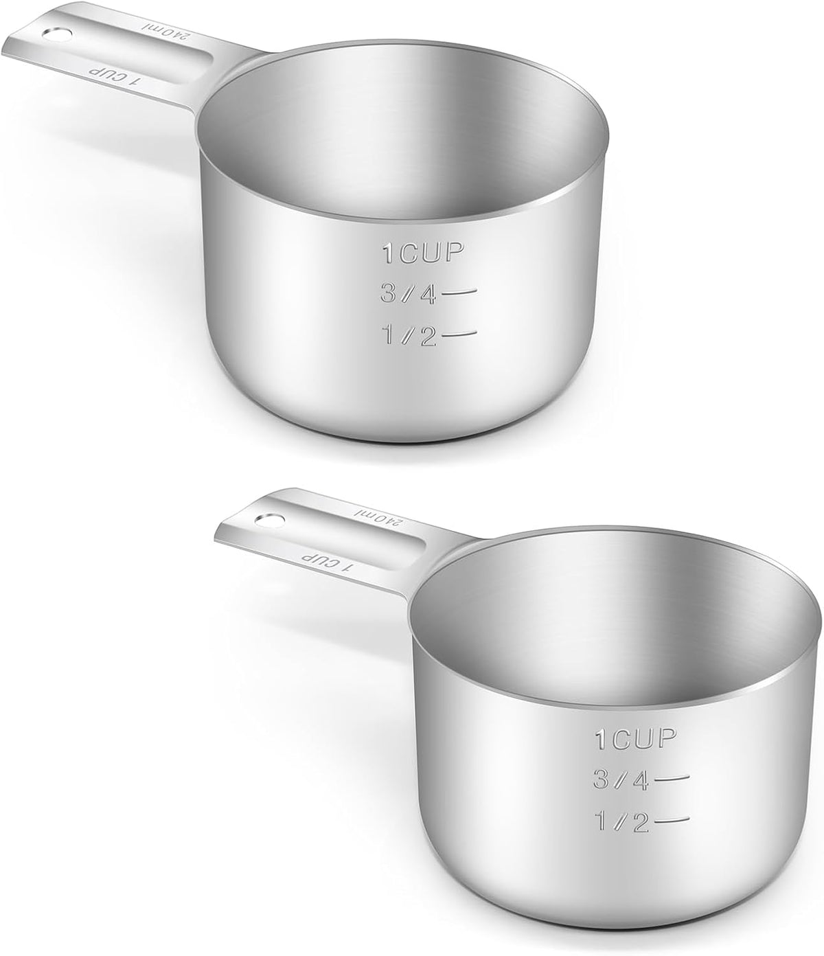 2 Pzas Taza Medidora 240ml Acero Inox con Cuchara