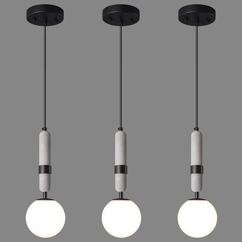 Lámpara techo globo blanco cocina comedor 3 Pzas