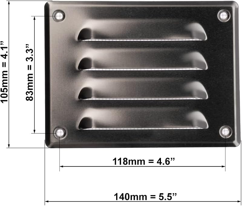 Cubierta ventilación aluminio 4x3 con malla metal