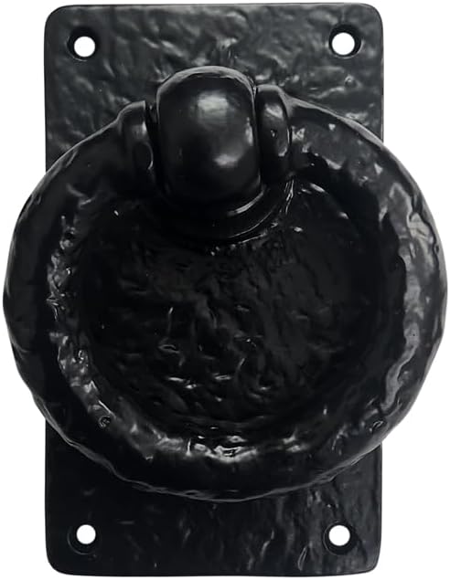 Anillo hierro fundido puerta medieval negro mate