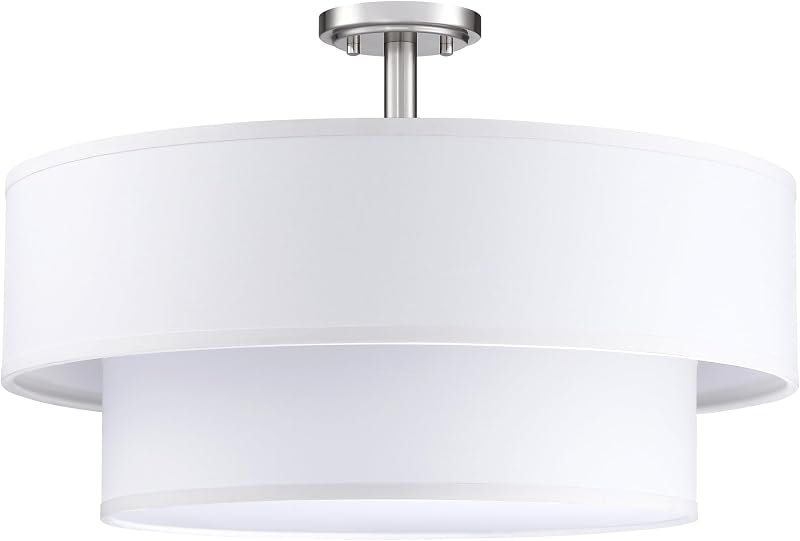 Lámpara techo doble tambor 4 luces níquel cepillado 20pulg