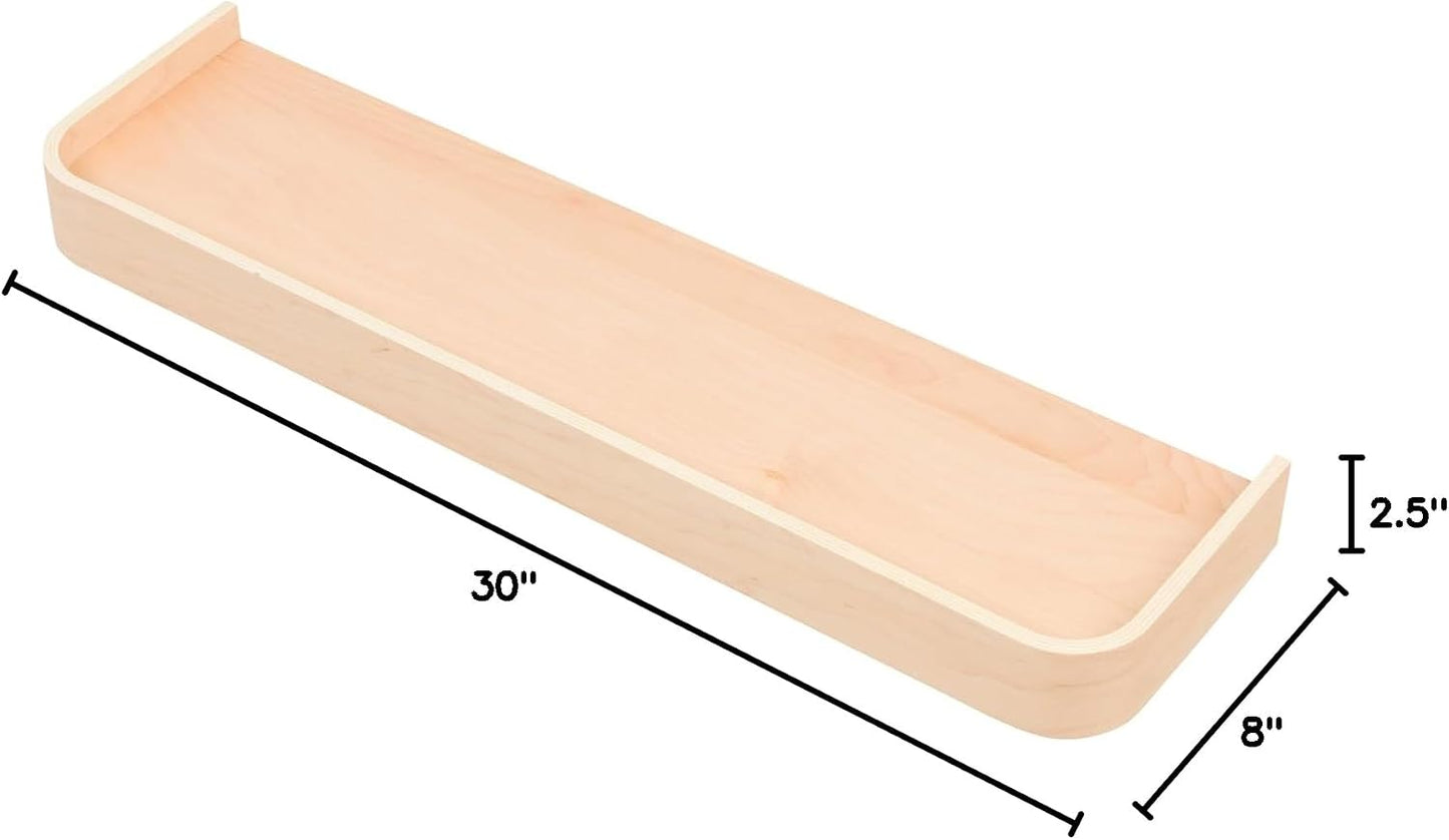 Estante flotante madera 30x8" con labio para baño cocina