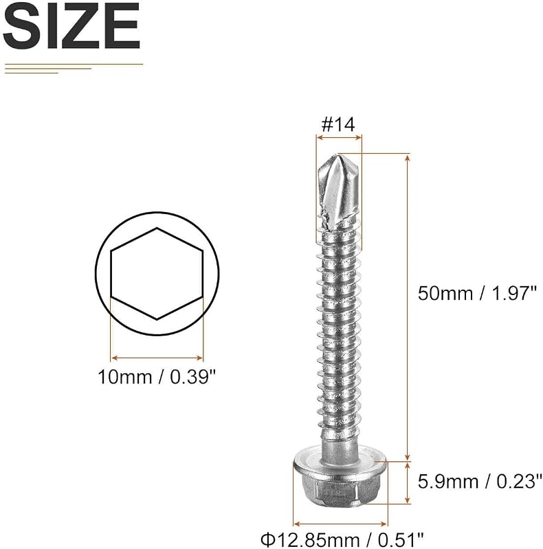 Tornillos autorroscantes acero inox 410 #14x2 50uds