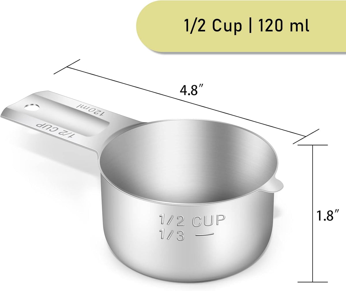 4 Pzas Taza Medidora 120ml Acero Inox Lavavajillas
