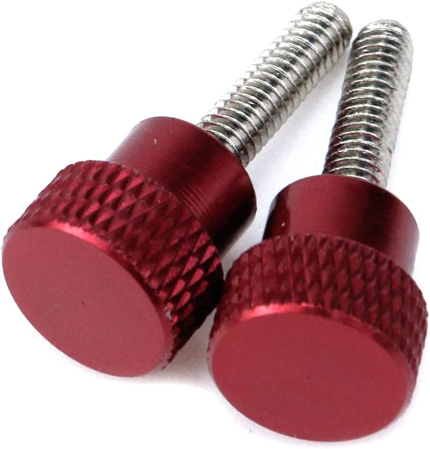 6 Pzas M4 x 0.591pulg Moleteados Aluminio Rojo