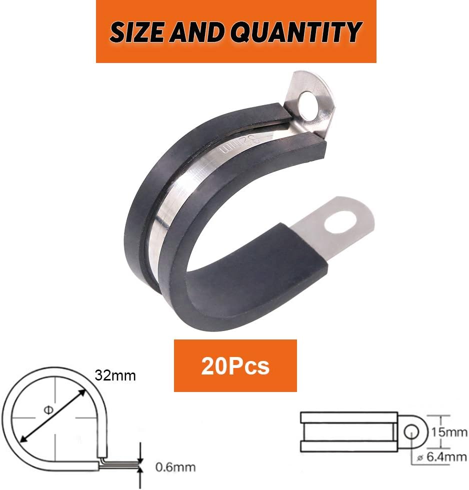 20 Abrazaderas Aislantes Acolchadas Acero Inox 1.260in