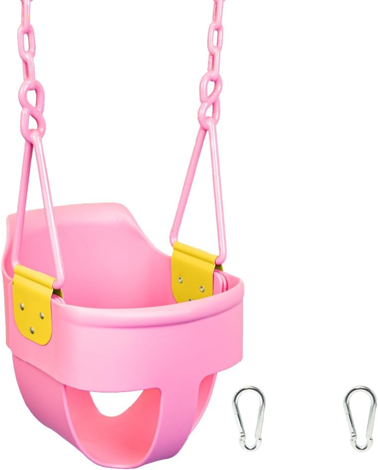 Asiento columpio niños agarre dedos plástico rosa