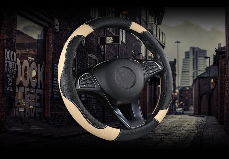 Funda volante cuero sintético transpirable antiderrap Beige