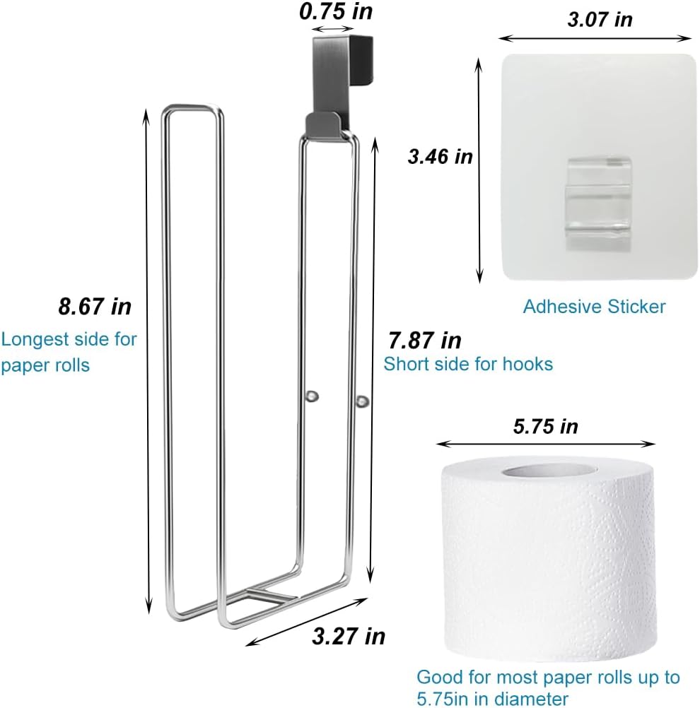 Soporte papel higiénico níquel para pared con 2 rollos