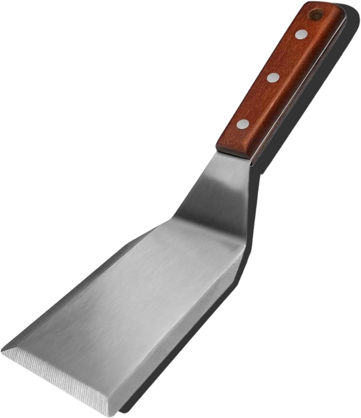 Espátula acero inox mango madera 5x3pulg para sartenes