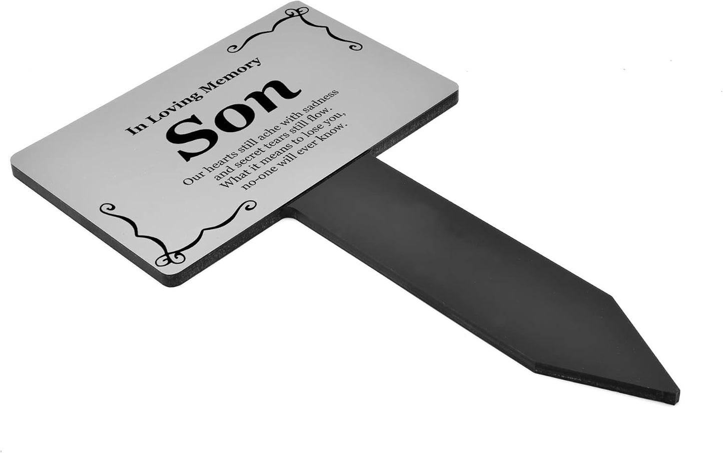 Placa conmemorativa hijo para tumba jardín grabada