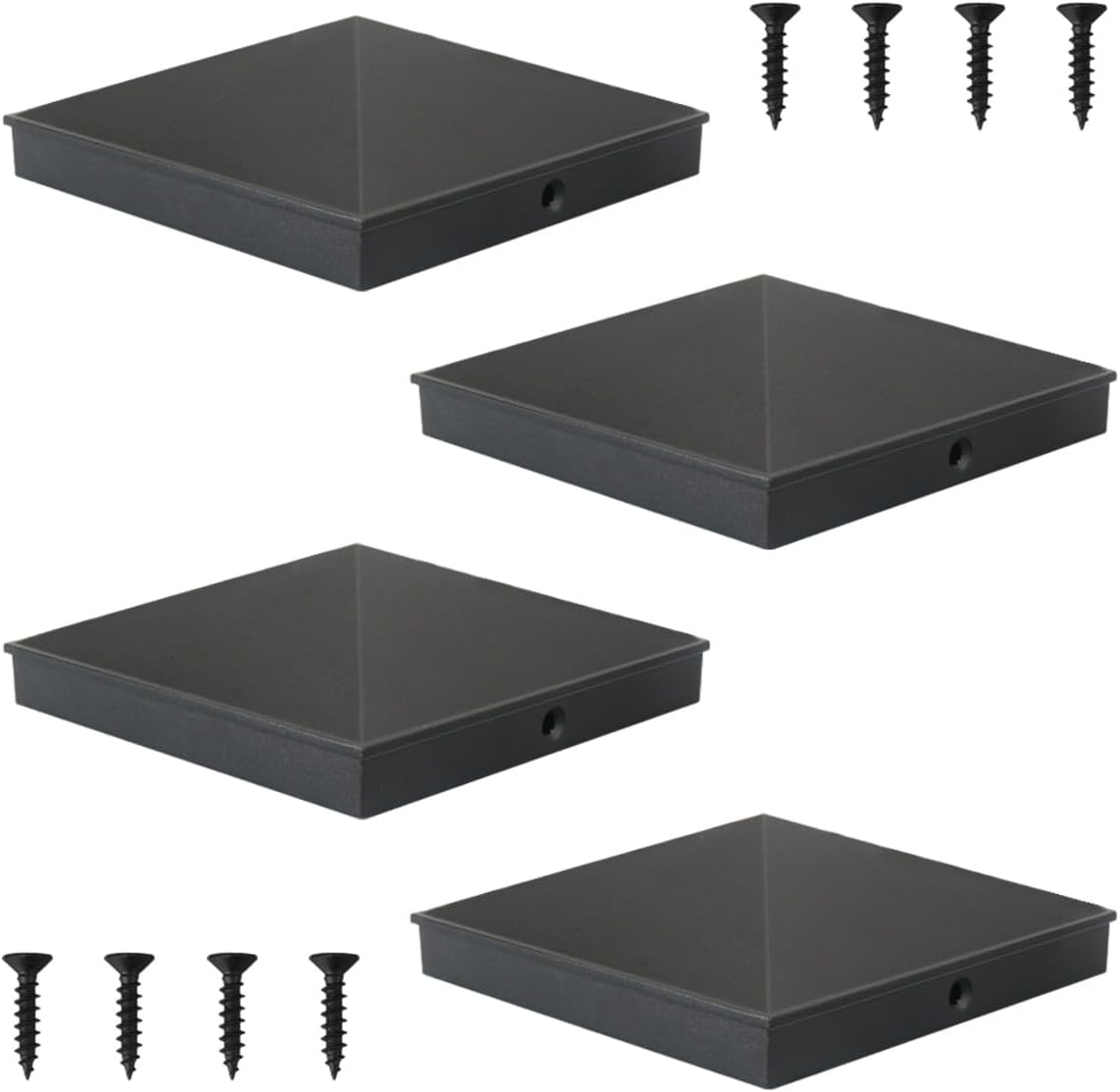 Tapas poste 6x6 aluminio madera 5.5x5.5 negras mate pack 4