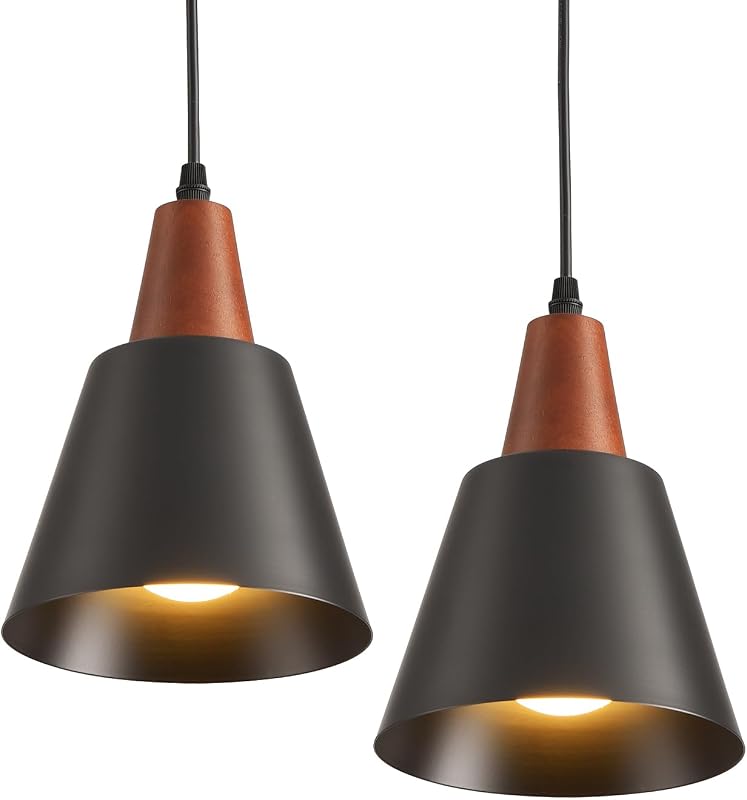 2 Luces colgantes negras industriales para cocina granero