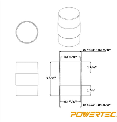 Conector manguera polvo 4pulg adaptador plástico ABS