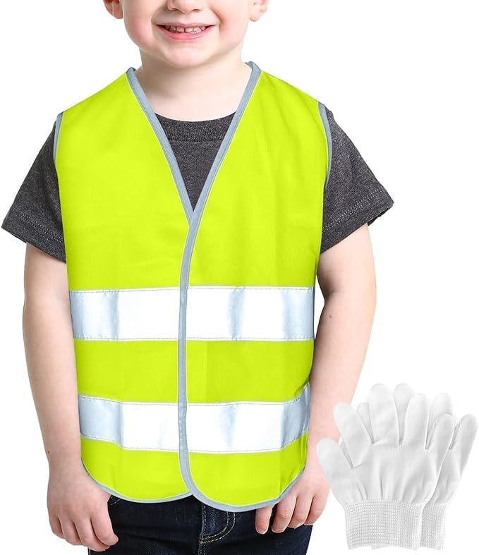Chaleco seguridad reflectante niño amarillo neón talla S