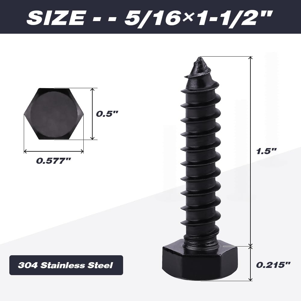 Set 20 Arandelas 5/16x1-1/2 pulg acero inox 304 negro