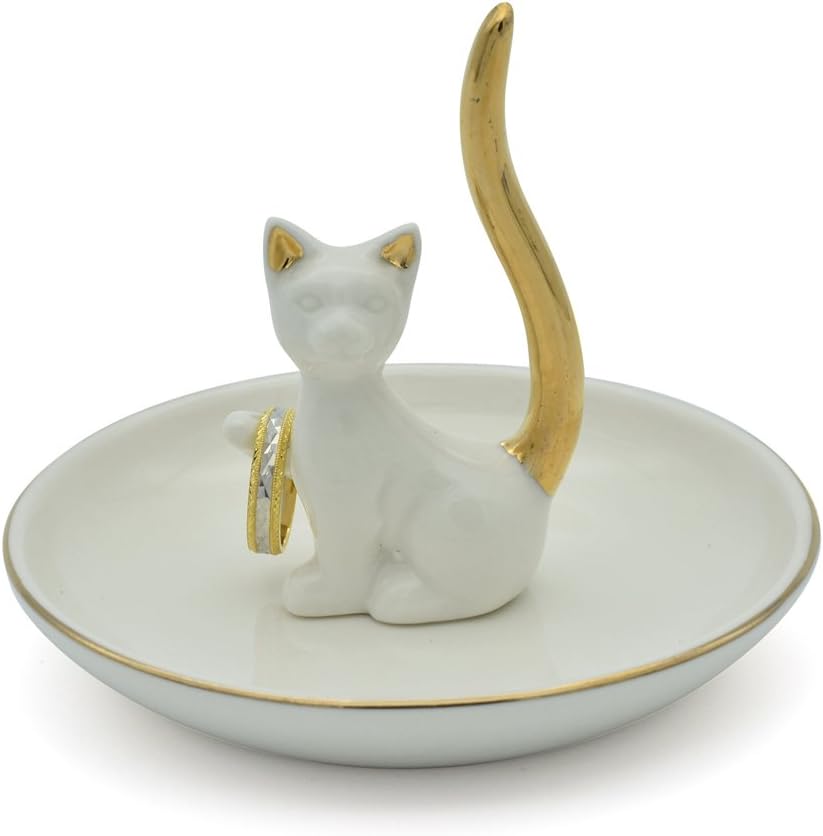 Bandeja decorativa para joyas y baratijas chapada en blanco