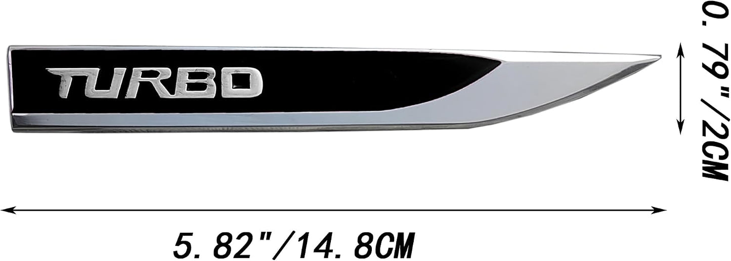 Emblema Turbo 3D Adhesivo Coche 2 Pzas Cromado Negro