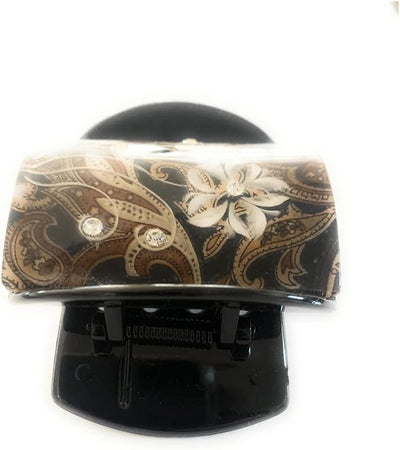 Abrazadera para cabello grueso y largo con estampado floral