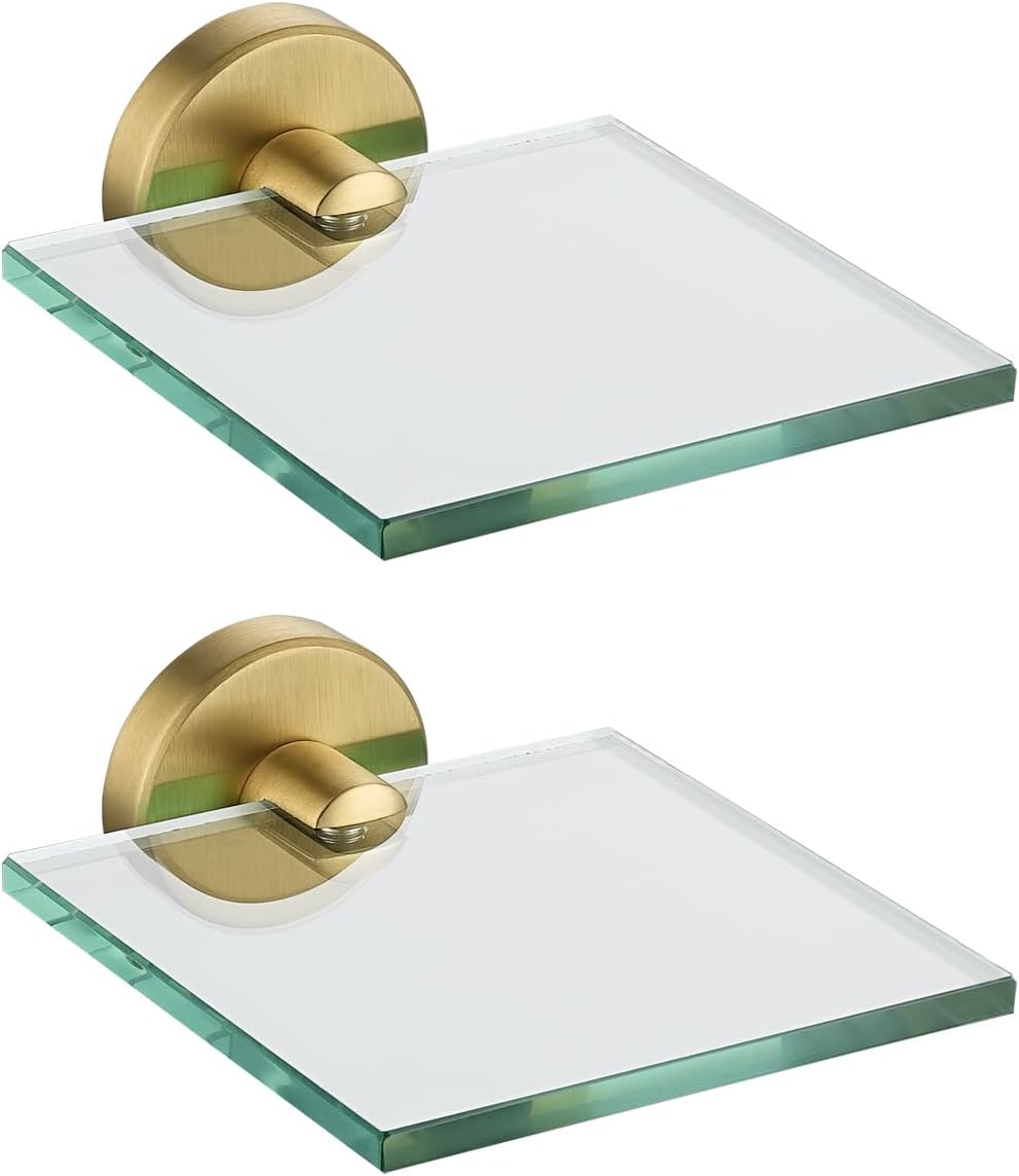 Estantes flotantes vidrio dorado 4pulg para pared sala dormitorio