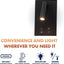 Luz de lectura Vera 5x9pulg negro mate con USB-A y USB-C