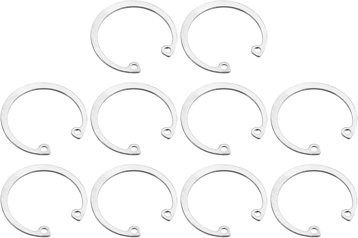 10 Pzas Anillo Retención 38mm Acero Inox 304 C-Clip Plateado