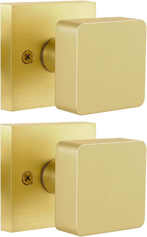 2 Pomas Puerta Dorados Cepillados Interiores Latón Satinado