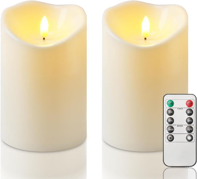 Velas LED plástico impermeables 4x6" control remoto set 2