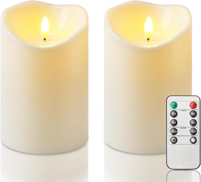 Velas LED plástico impermeables 4x6" control remoto set 2