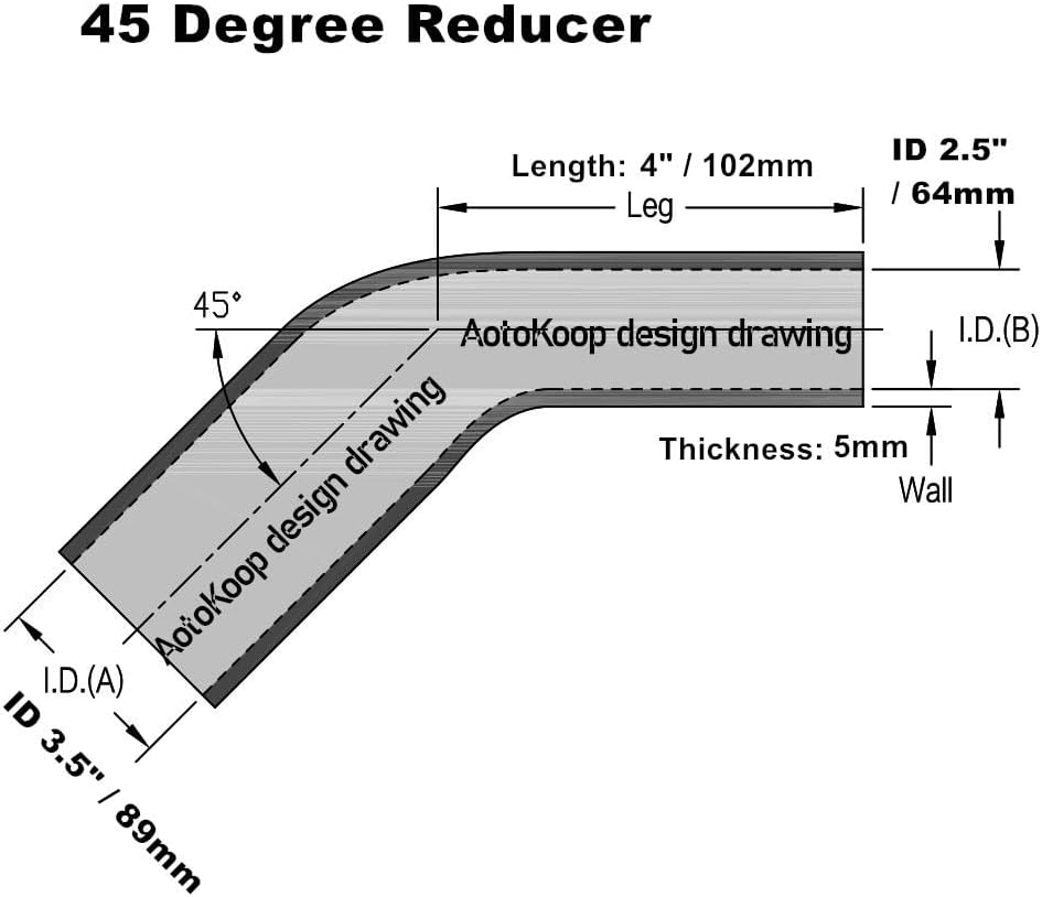 Manguera acopladora codo reductor 2.5-3.5" ID-5" bota turbo