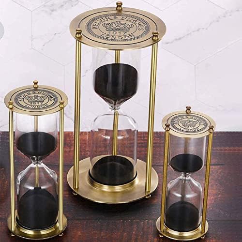 Reloj arena soporte latón vidrio antiguo decoración