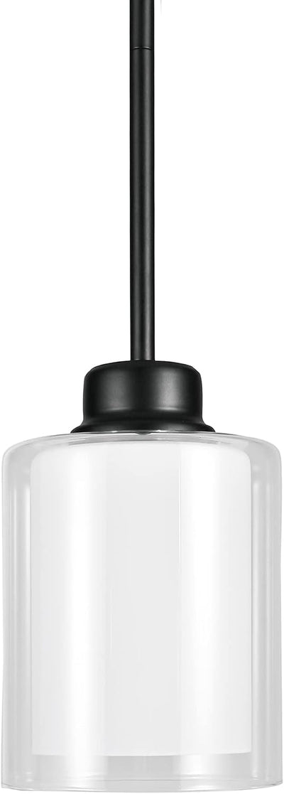Colgante 1 luz regulable doble pantalla vidrio níquel