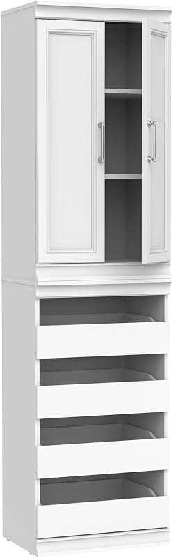 Sistema armario madera 3 estantes 4 cajones 21.38" blanco