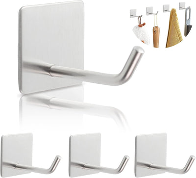Ganchos adhesivos acero inox soporte toallas plateado