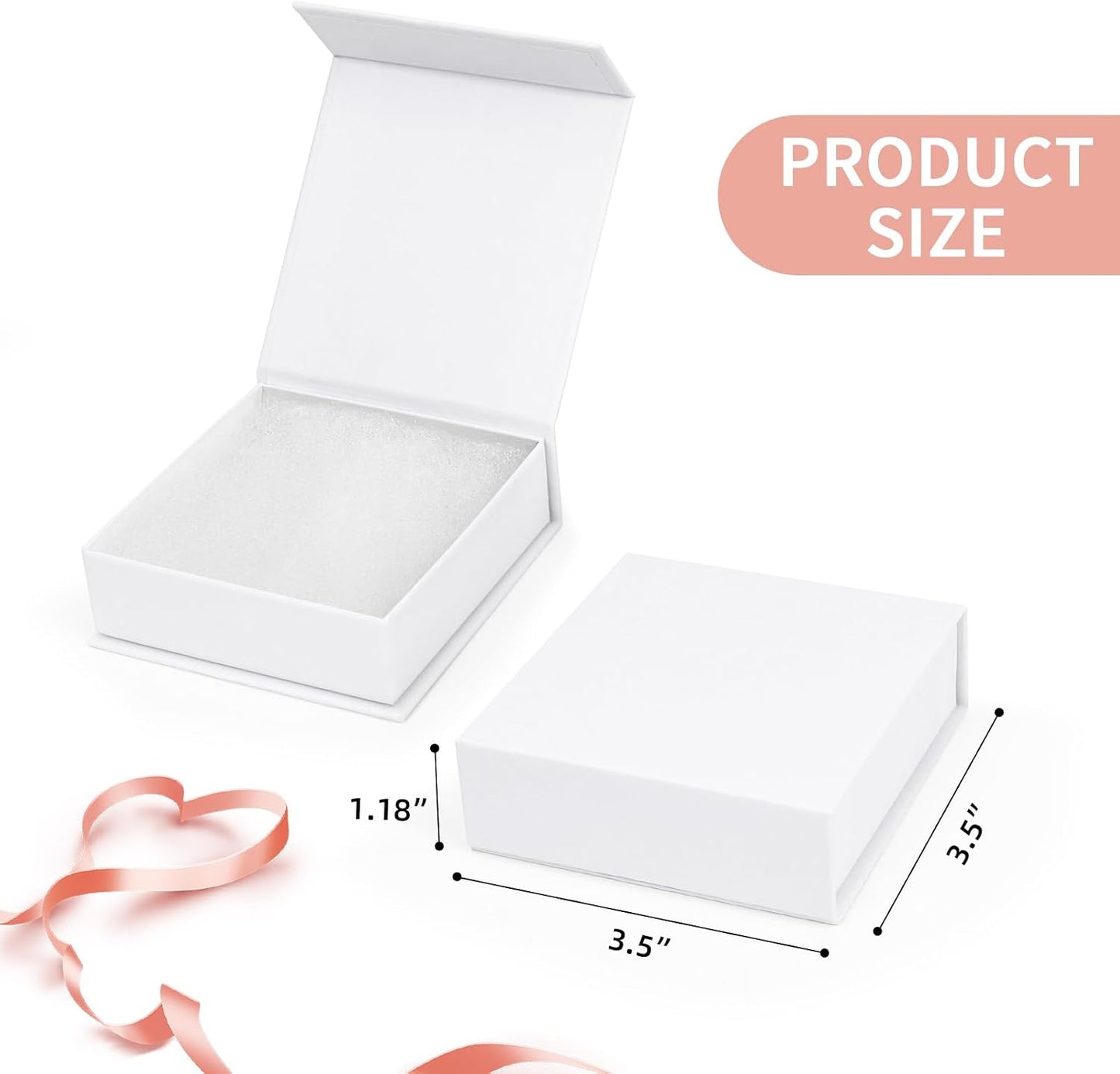 Cajas regalo 5 Pzas 3.5x3.5" para joyería blanca