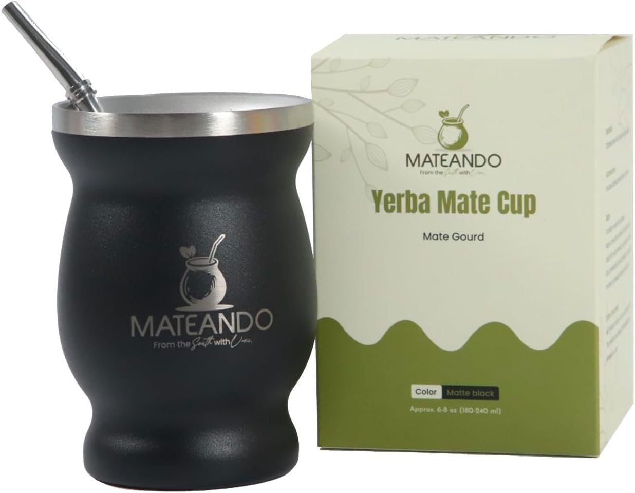 Vaso Yerba Mate Calabaza Acero Inox con Bombilla