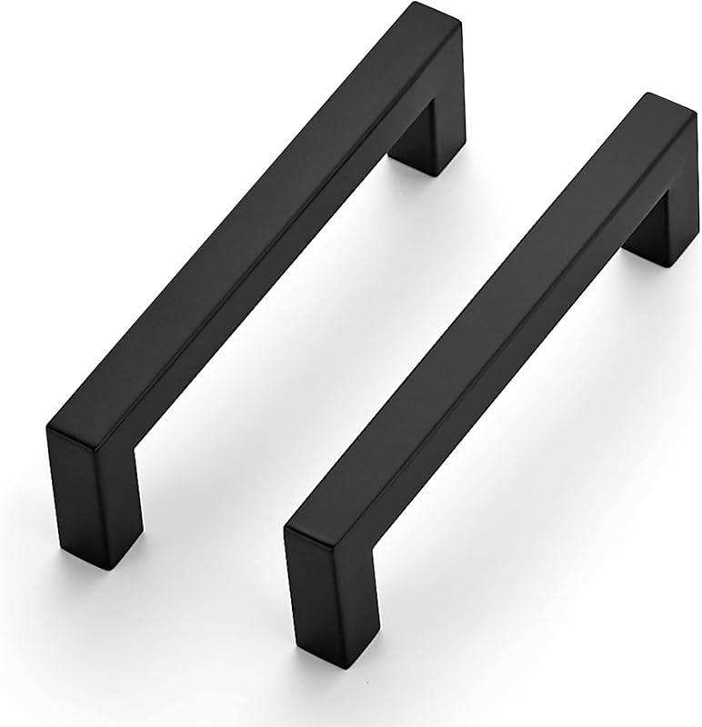 32 Tiradores Cuadrados 4.5" Negro Mate para Cocina