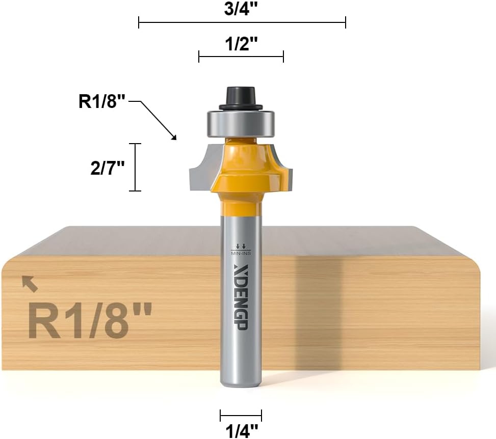 Broca router redondeada 1/4 y 1/8 para bordes carpintería