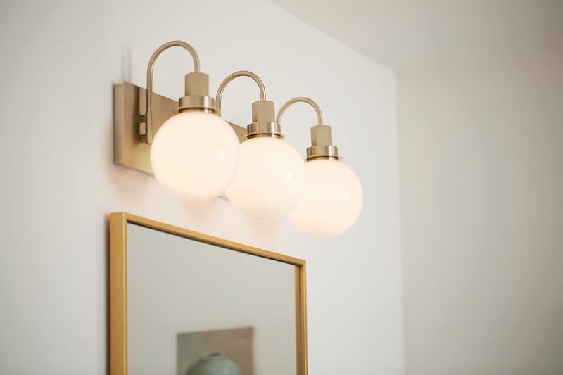 Lámpara hexagonal 3 luces bronce champán baño 22.75pulg
