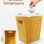 Basurero madera bambú 2gal con asas para baño oficina