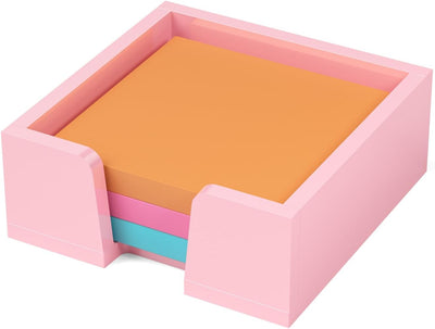 Dispensador notas adhesivas acrílicas 3x3" rosa claro