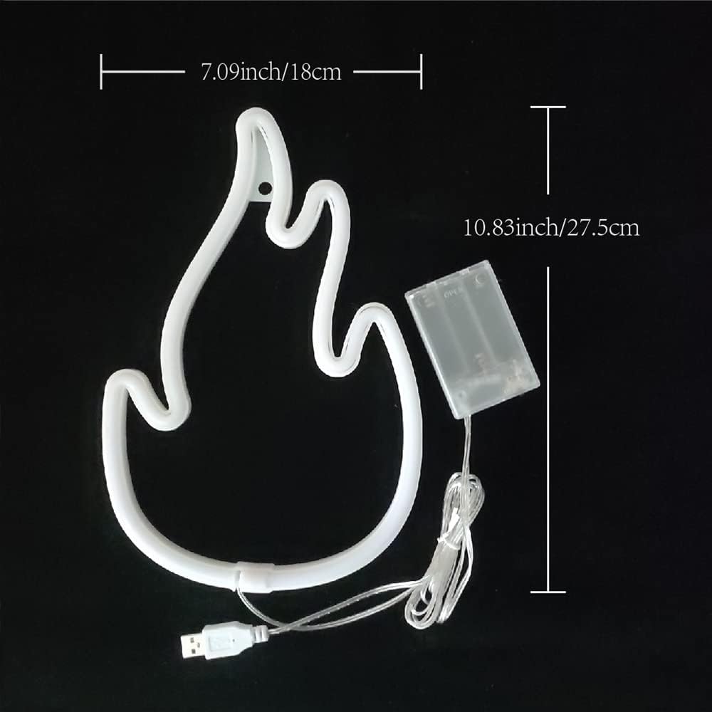 Letrero neón llama USB 3 AA decoración mesa pared rosa