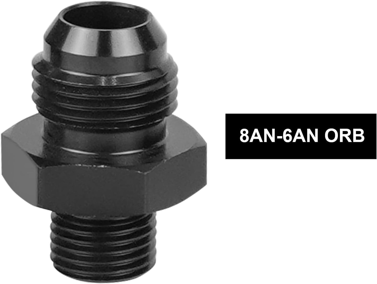 2 Adaptadores Riel Combustible 8an a 6an Aluminio Anodizado Negro