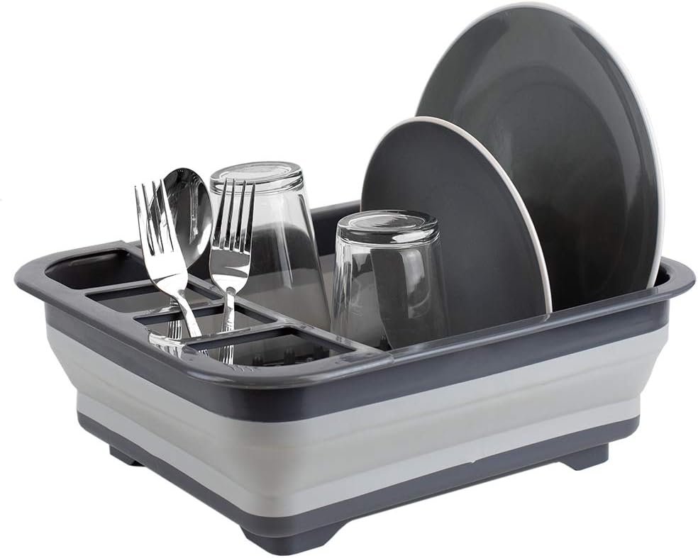 Escurridor platos silicona plástico soporte cubiertos gris