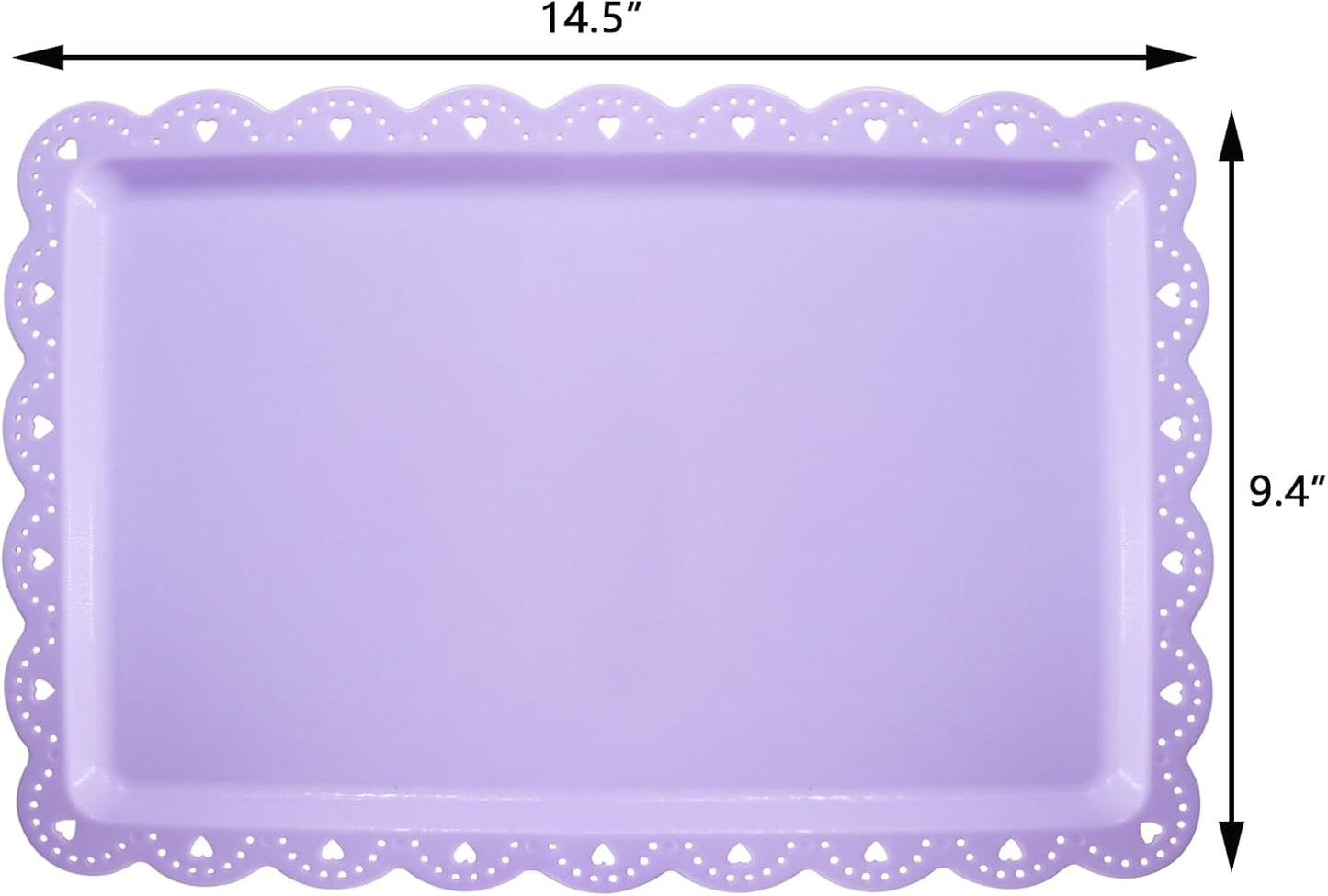 Set 4 bandejas plástico servir fiestas 14.5x9.4pulg morado